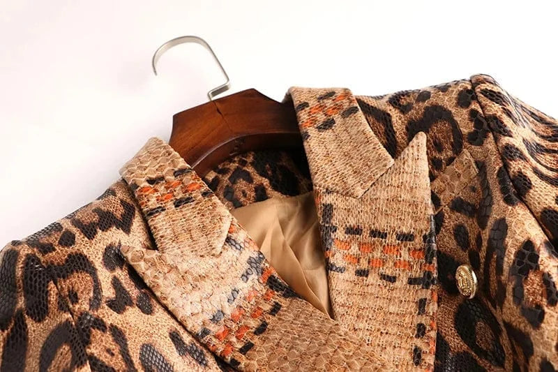 A5987 2024 New Arrivals Short Leather Leopard Blazer Women Beauty