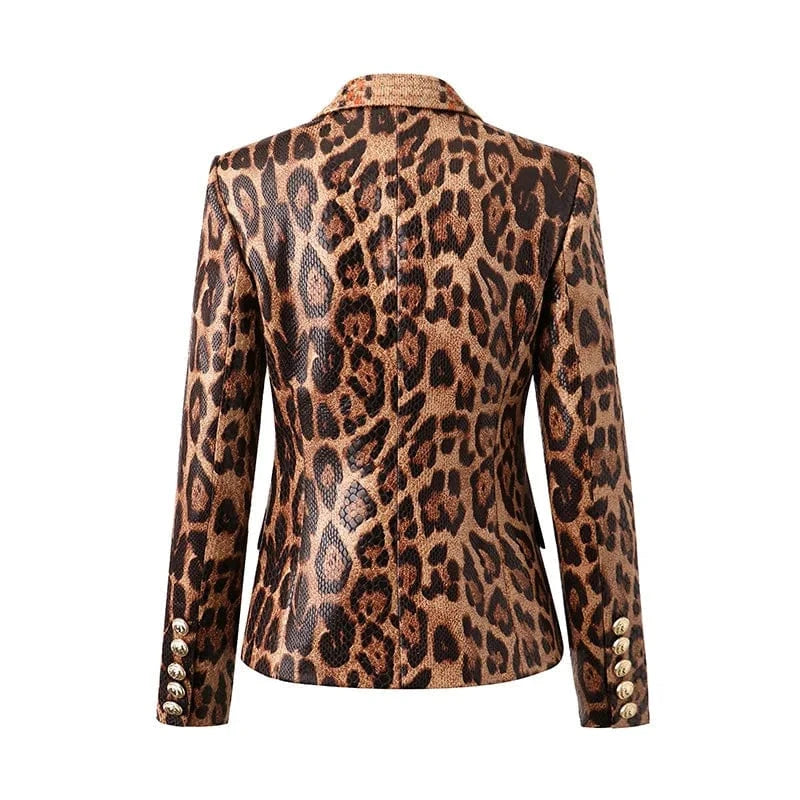 A5987 2024 New Arrivals Short Leather Leopard Blazer Women Beauty