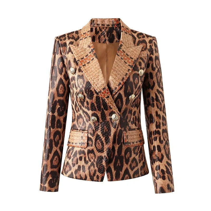 A5987 2024 New Arrivals Short Leather Leopard Blazer Women Beauty
