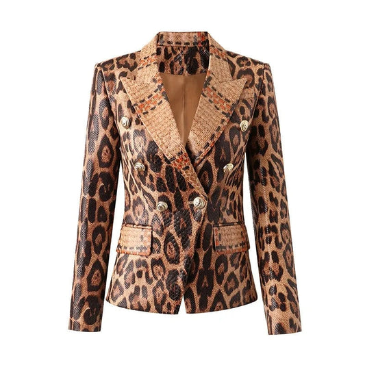 A5987 2024 New Arrivals Short Leather Leopard Blazer Women Beauty