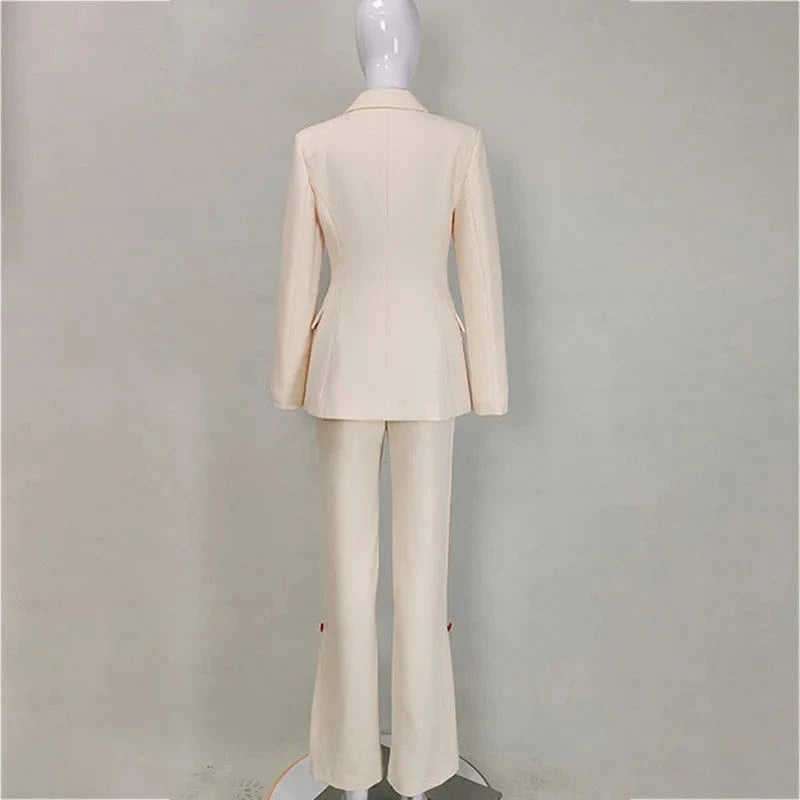 A6550 2024 New Arrivals Lady Suit White Women'S Suits & Tuxedo Blazer Set