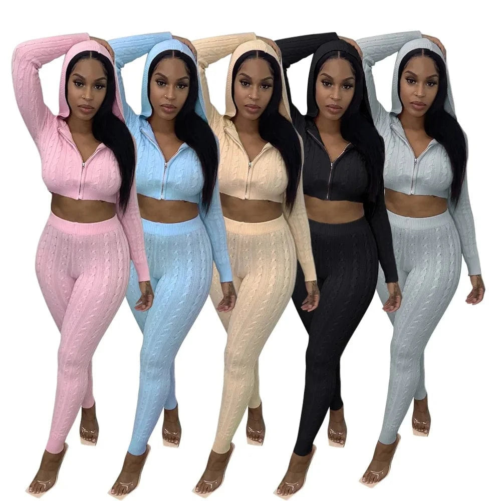 A6610 Best selling high quality sweater women winter sets undefined piece sets bodycon outfits strapless 2 piece sets clothing