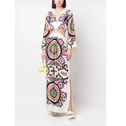 A7572 ladies women Ethnic pattern dress Beach Boho dresses