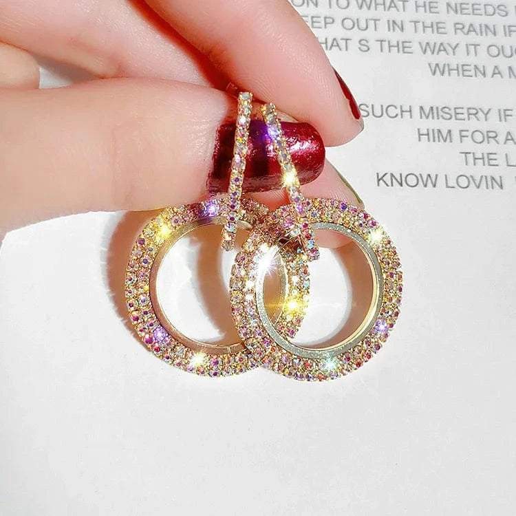 AB drill Korean Fashion High quality zircon statement crystal earings colored hoop earrings for women 2024