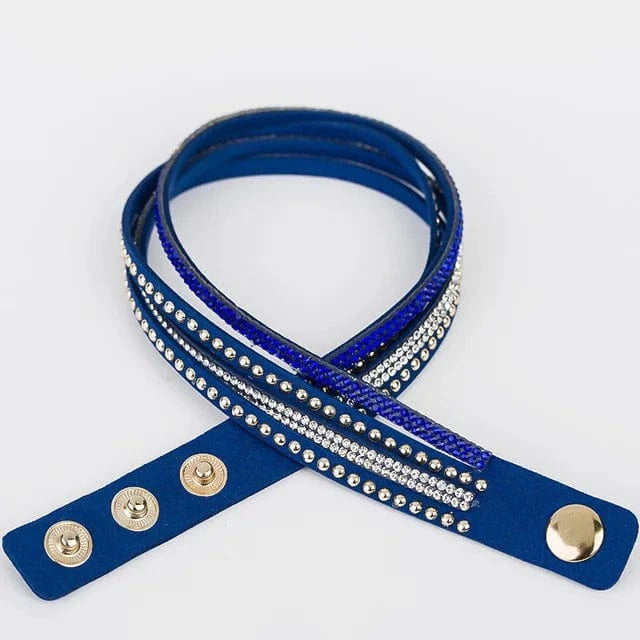 About 1.8cm wideth 40cm long / Blue wholesale jewelry Fashionable Adjustable Rhinestone  hot drill bangle bracelet  for woman