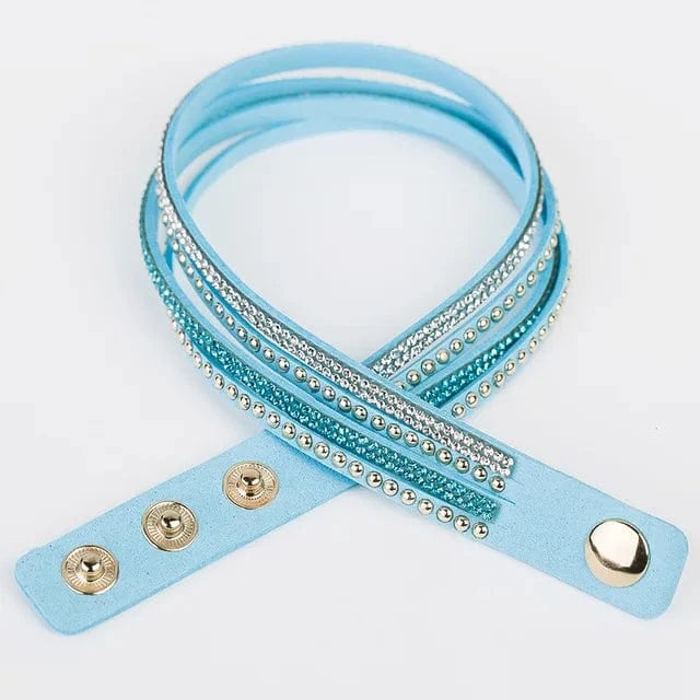 About 1.8cm wideth 40cm long / Light blue wholesale jewelry Fashionable Adjustable Rhinestone  hot drill bangle bracelet  for woman