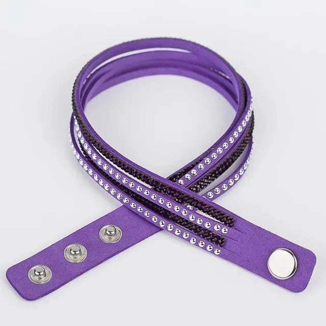 About 1.8cm wideth 40cm long / Purple wholesale jewelry Fashionable Adjustable Rhinestone  hot drill bangle bracelet  for woman
