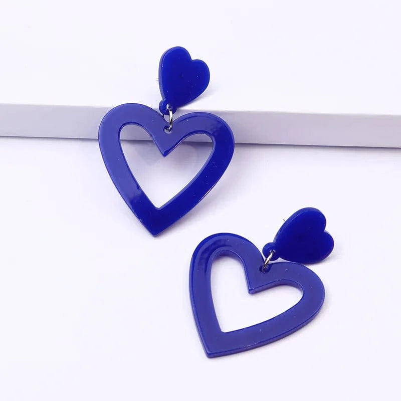 Acrylic Heart Earrings / Heart / Blue Qiuhan Summer Hot Colorful Love Heart Earrings Y2k Double Heart Lightweight Acrylic Earrings Jewelry Gifts