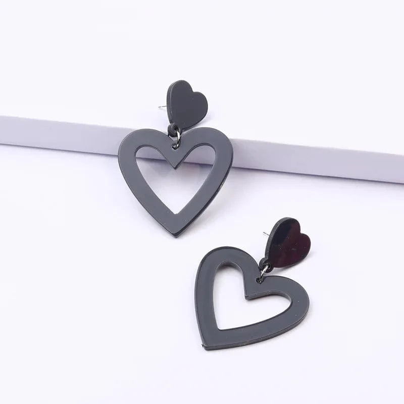 Acrylic Heart Earrings / Heart / Grey Qiuhan Summer Hot Colorful Love Heart Earrings Y2k Double Heart Lightweight Acrylic Earrings Jewelry Gifts