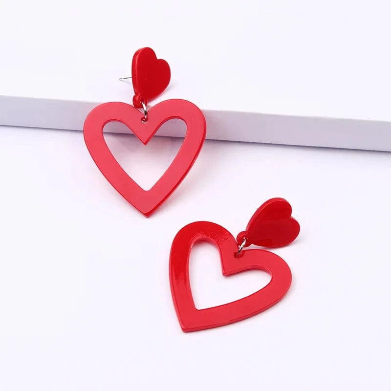Acrylic Heart Earrings / Heart / Red Qiuhan Summer Hot Colorful Love Heart Earrings Y2k Double Heart Lightweight Acrylic Earrings Jewelry Gifts