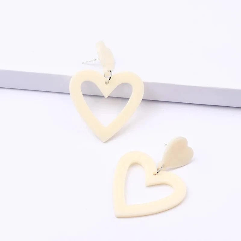 Acrylic Heart Earrings / Heart / White Qiuhan Summer Hot Colorful Love Heart Earrings Y2k Double Heart Lightweight Acrylic Earrings Jewelry Gifts