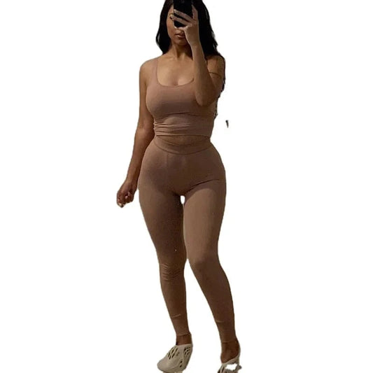 Activewear ribbed outfits women's seamless scrunch butt leggings sets woman wholesale