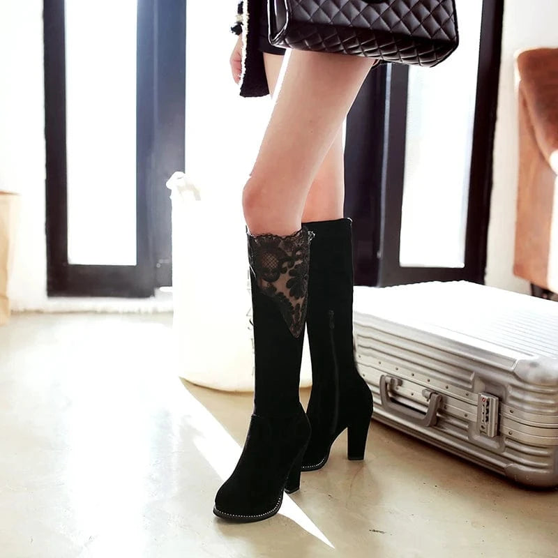 AD-5085 Winter New Sexy Pointed Toe Wedge Heels Luxury Rhinestone Knee-High Boots For Women boots women shoes knee-high