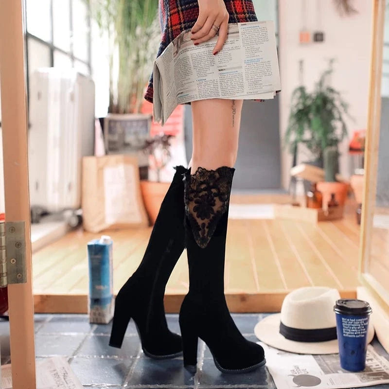 AD-5085 Winter New Sexy Pointed Toe Wedge Heels Luxury Rhinestone Knee-High Boots For Women boots women shoes knee-high