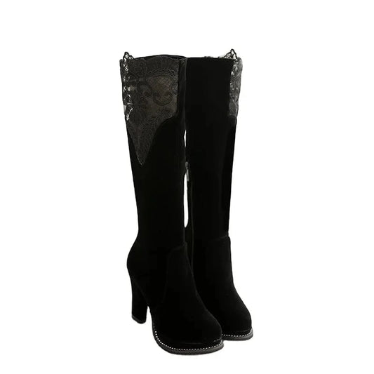 AD-5085 Winter New Sexy Pointed Toe Wedge Heels Luxury Rhinestone Knee-High Boots For Women boots women shoes knee-high