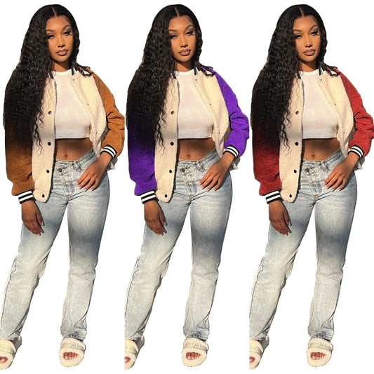 AD1565 Ready To Ship S-xl Women Winter Fall Clothes Plush Fashion Print Jacket Women's Coats