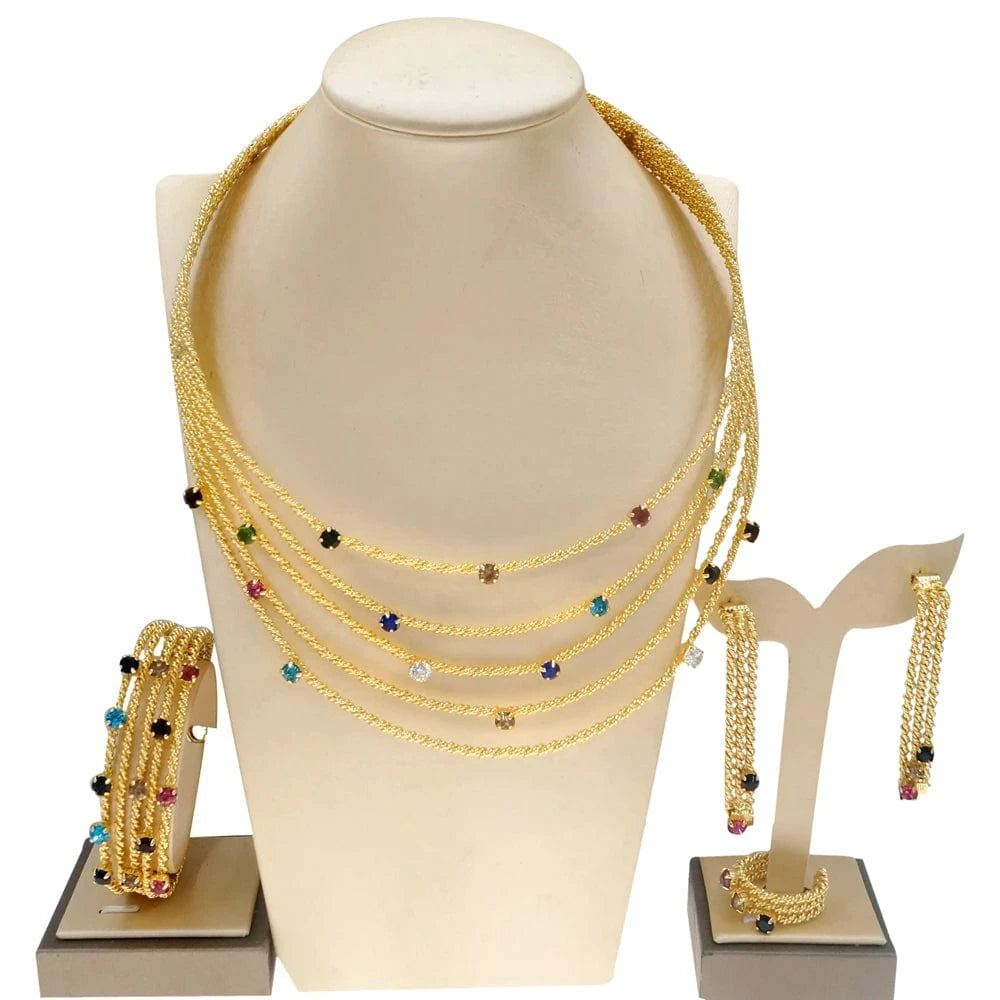 adjustable / 001 Yuliali Best Women Beautiful Jewelry Set Unique Hollow Out Necklace Bracelet Earring Ring Wholesale Jewellery Sets