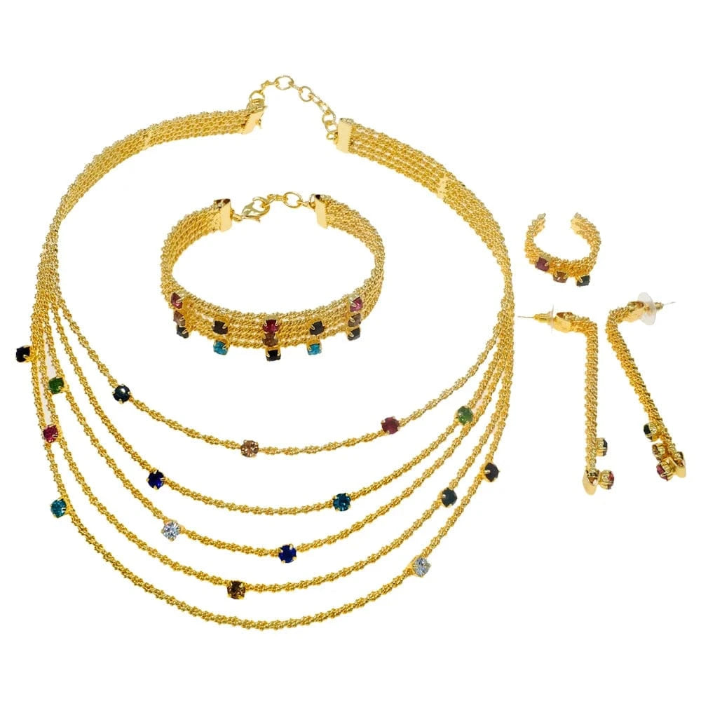 adjustable / 001 Yuliali Best Women Beautiful Jewelry Set Unique Hollow Out Necklace Bracelet Earring Ring Wholesale Jewellery Sets