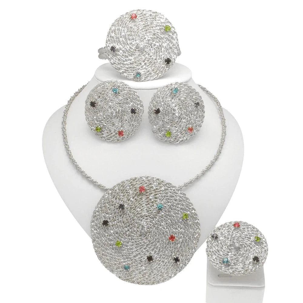 adjustable / 001 Yuliali Best Women Beautiful Jewelry Set Unique Hollow Out Necklace Bracelet Earring Ring Wholesale Jewellery Sets