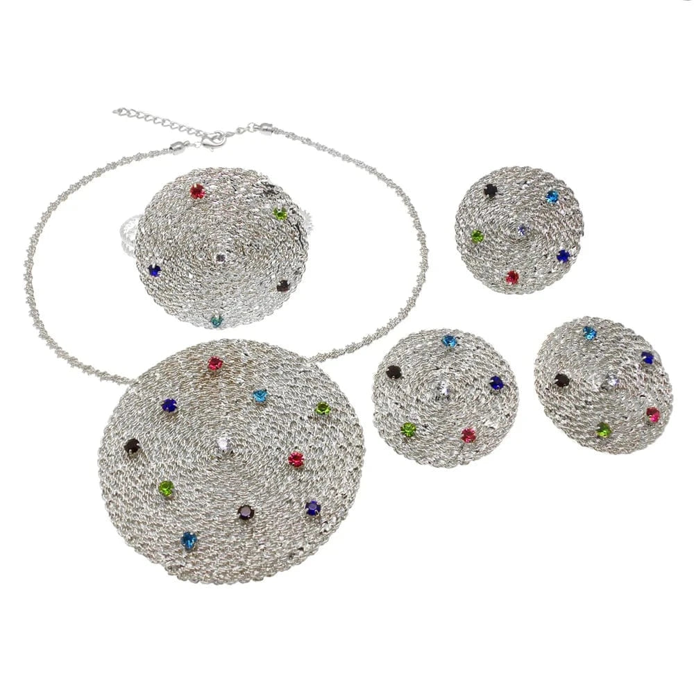 adjustable / 001 Yuliali Best Women Beautiful Jewelry Set Unique Hollow Out Necklace Bracelet Earring Ring Wholesale Jewellery Sets