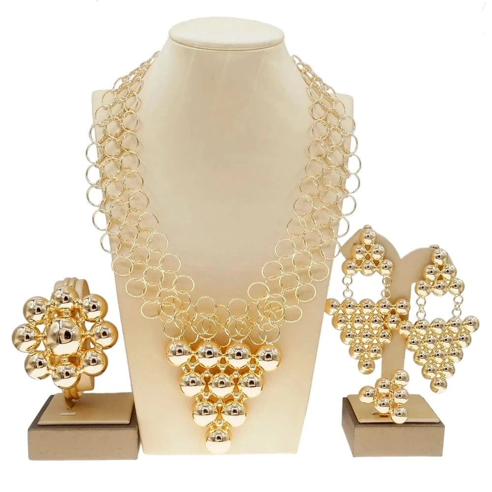 adjustable / 001 Yuliali Best Women Beautiful Jewelry Set Unique Hollow Out Necklace Bracelet Earring Ring Wholesale Jewellery Sets