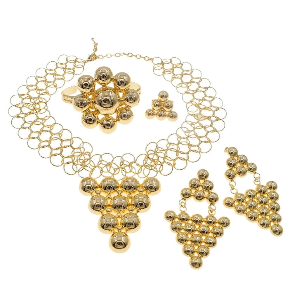 adjustable / 001 Yuliali Best Women Beautiful Jewelry Set Unique Hollow Out Necklace Bracelet Earring Ring Wholesale Jewellery Sets