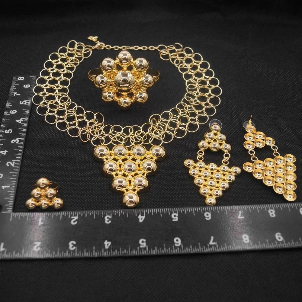 adjustable / 001 Yuliali Best Women Beautiful Jewelry Set Unique Hollow Out Necklace Bracelet Earring Ring Wholesale Jewellery Sets