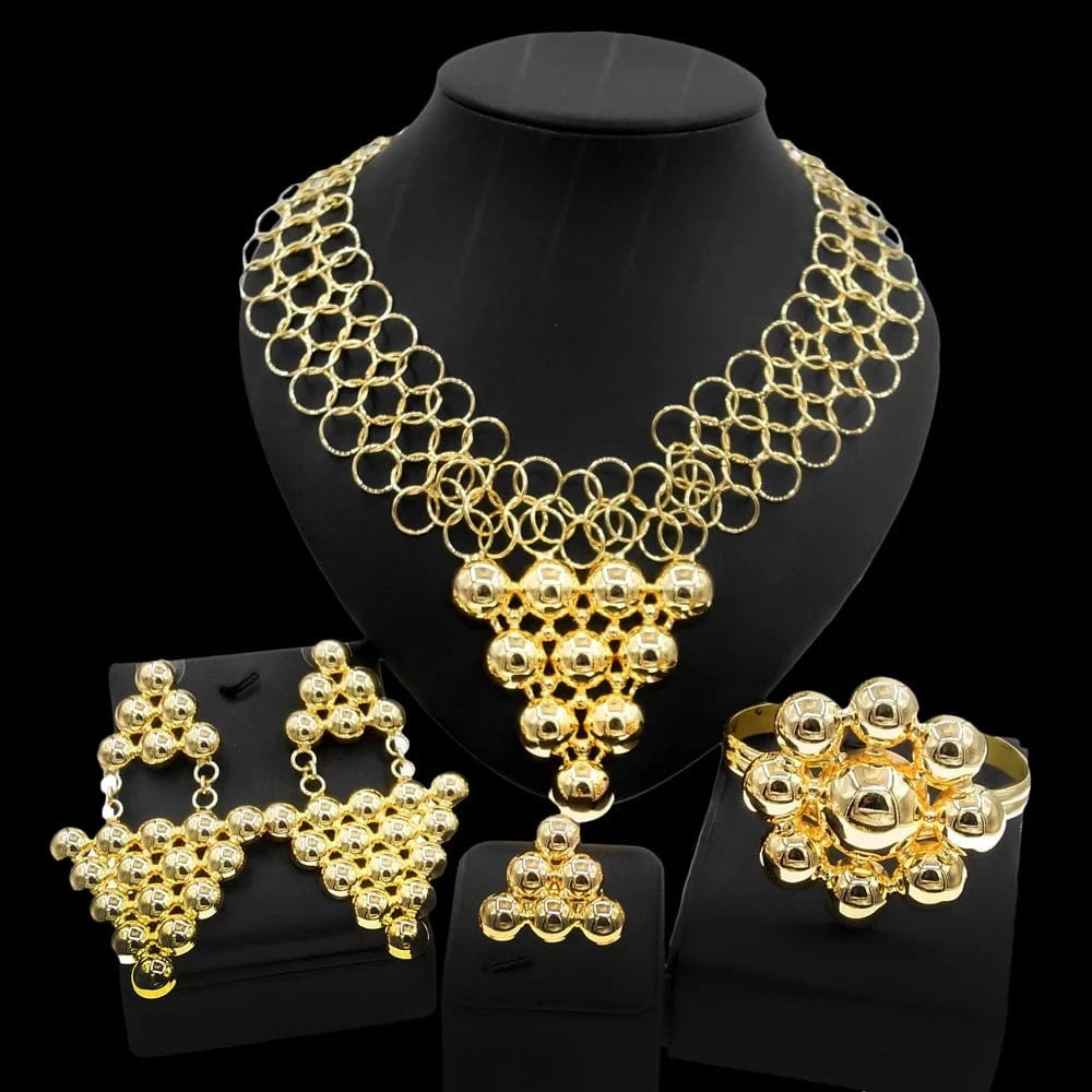 adjustable / 001 Yuliali Best Women Beautiful Jewelry Set Unique Hollow Out Necklace Bracelet Earring Ring Wholesale Jewellery Sets