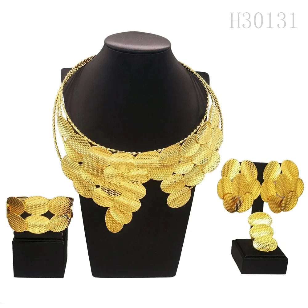 Adjustable / 2 Fashion New Arrivals Brasil Gold Plated Copper Necklace Bracelet Earrings Ring Set Latest Bridal Wedding Wholesale Gift Jewelry