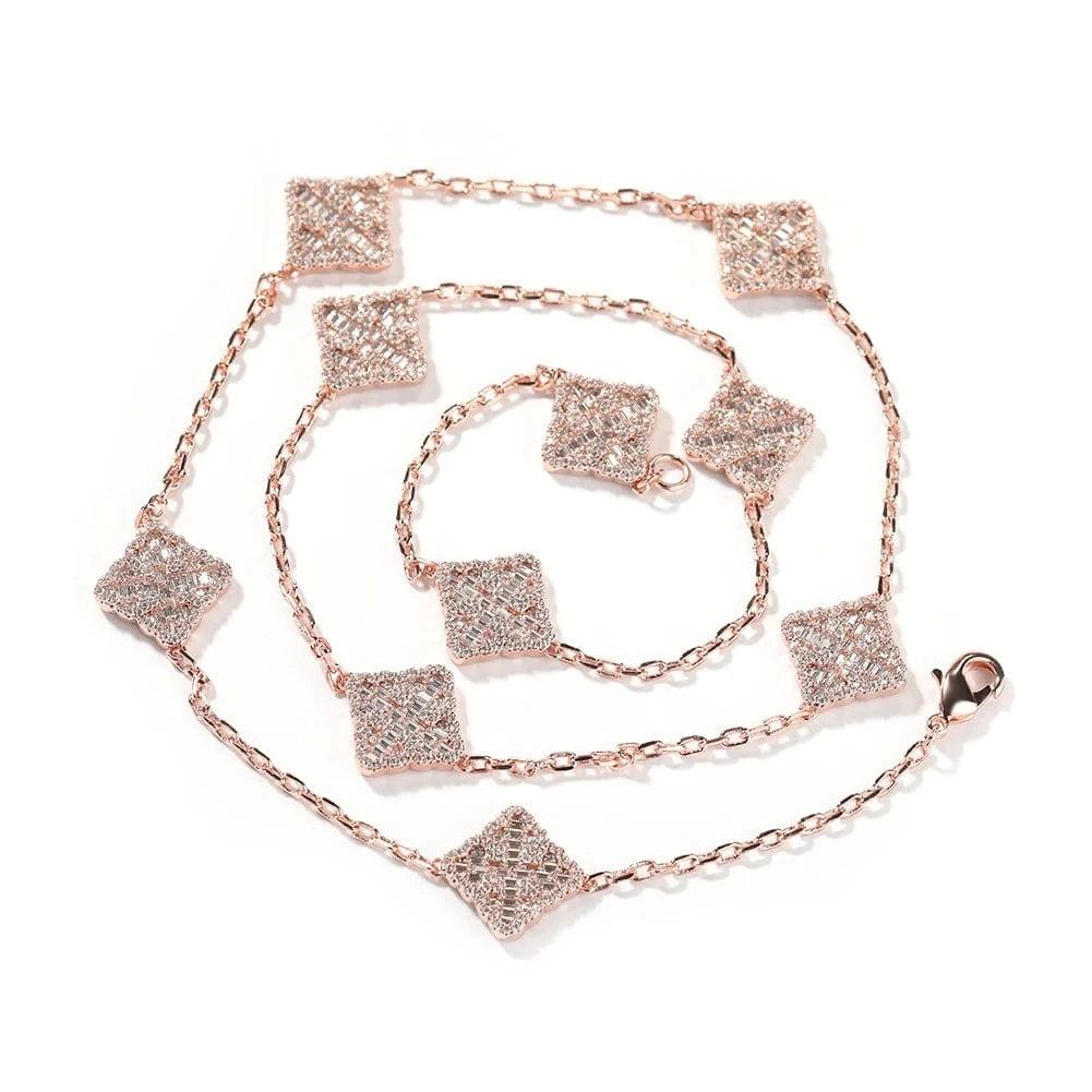 Adjustable length / Rose gold Trendy Jewelry For Women Adjustable Necklace Classic Style Fashion Jewelry Necklace Zircon Diamond Hip Hop Jewelry