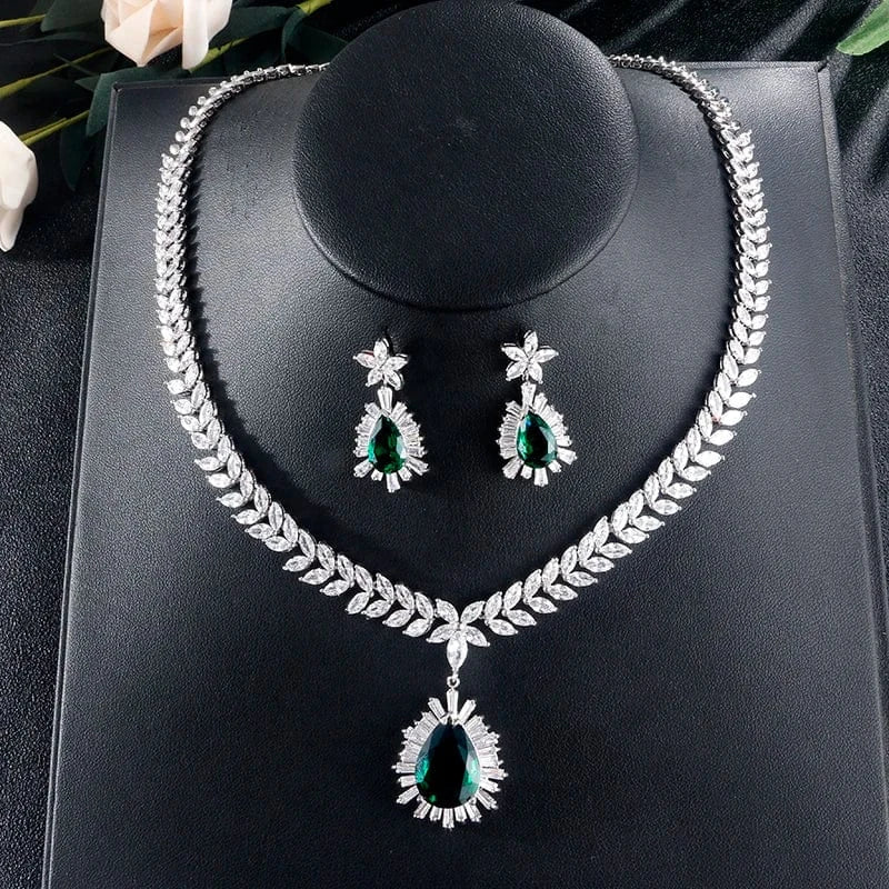 Adjustable open ring / SP002-Green Stone RAKOL SP168 Indian Jewelry Set 18k Gold Plated Zirconia Jewelry Set 925 Sterling Silver Luxury Wedding Jewelry sets For women