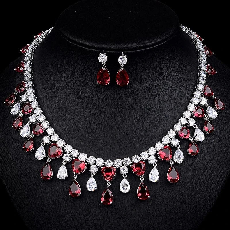 Adjustable open ring / SP159-Red Stone RAKOL SP168 Indian Jewelry Set 18k Gold Plated Zirconia Jewelry Set 925 Sterling Silver Luxury Wedding Jewelry sets For women