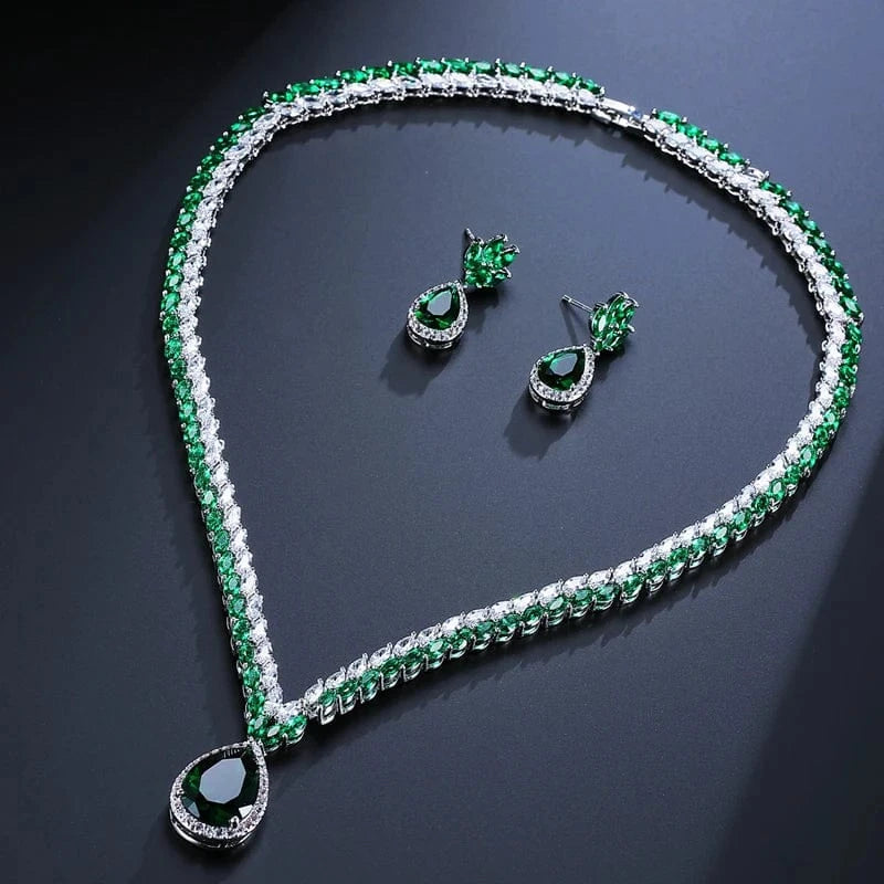 Adjustable open ring / SP168-Green Stone RAKOL SP168 Indian Jewelry Set 18k Gold Plated Zirconia Jewelry Set 925 Sterling Silver Luxury Wedding Jewelry sets For women