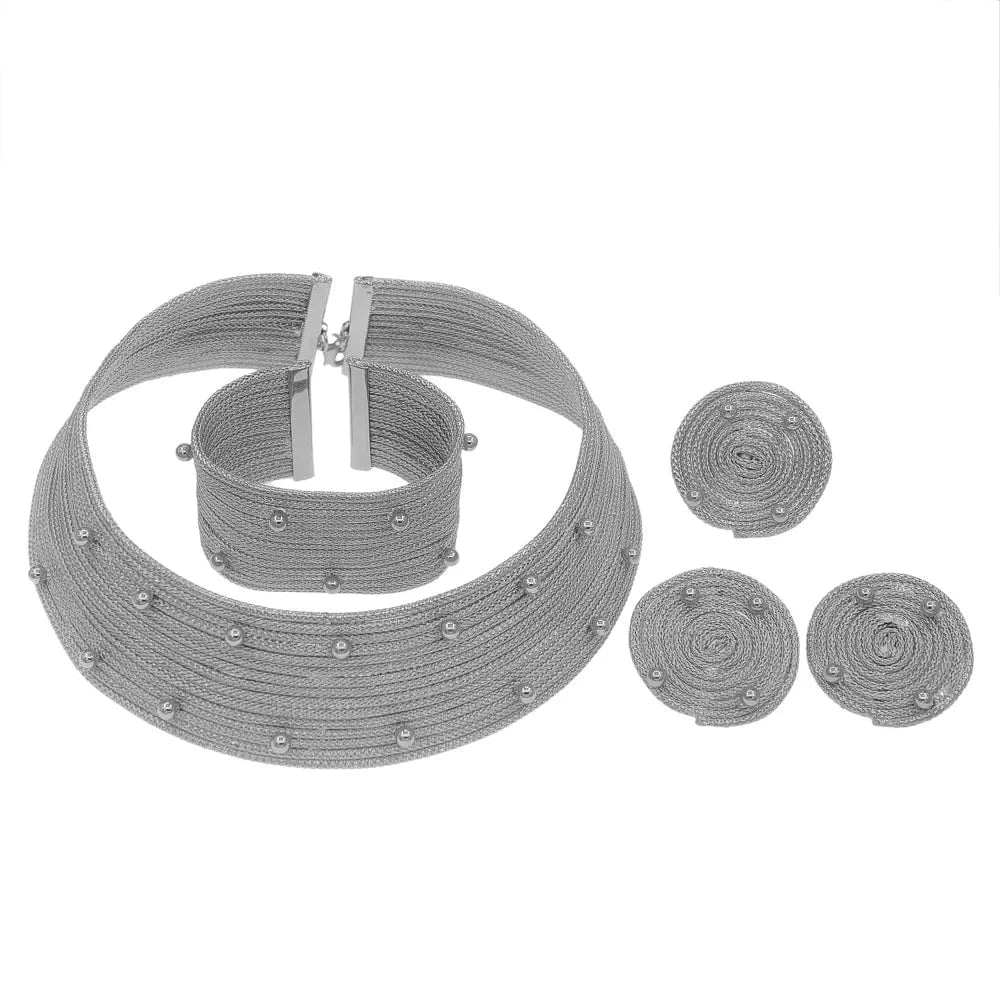 Adjustable / silver Fashionable European Brazilian Gold Jewelry Set African Hot Selling Jewelry Set Ladies Wedding Party Exquisite Jewelry