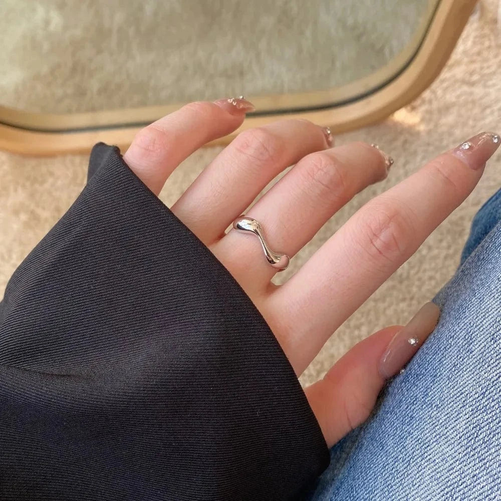 Adjustable / YC120015-S-W-NA Dylam Personalized Women S925 Silver Rhodium Plated Daily Wear Jewelry Polish Irregular Open Adjustable Rings for Women