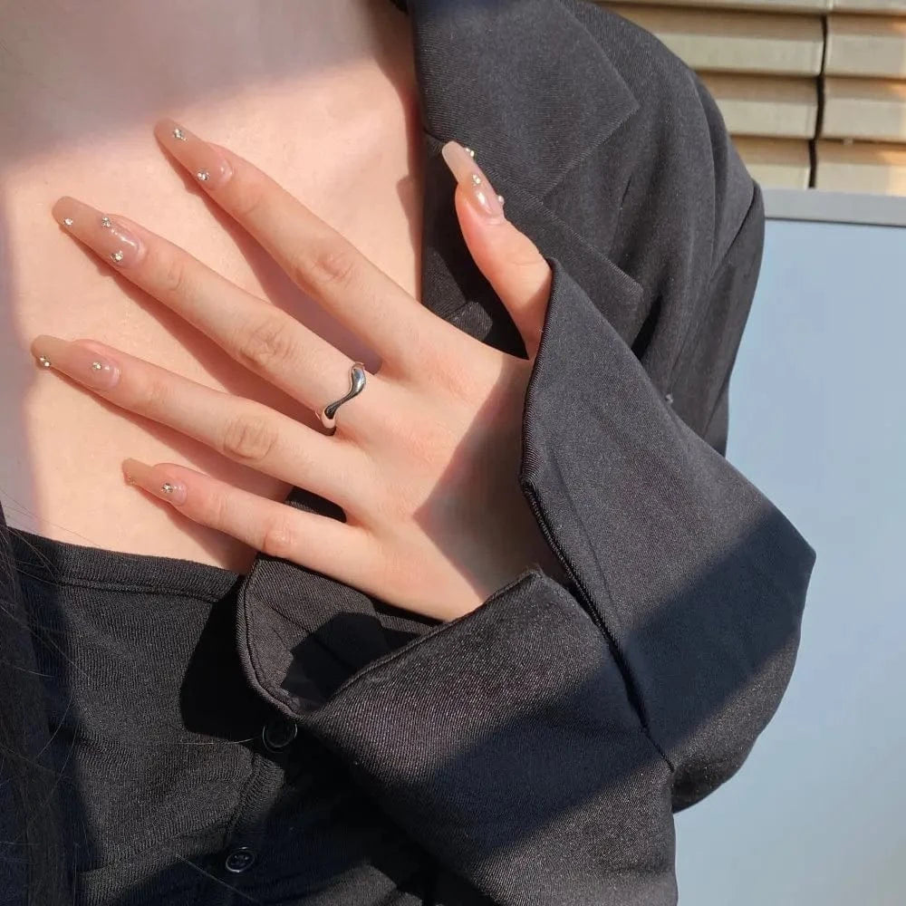 Adjustable / YC120015-S-W-NA Dylam Personalized Women S925 Silver Rhodium Plated Daily Wear Jewelry Polish Irregular Open Adjustable Rings for Women