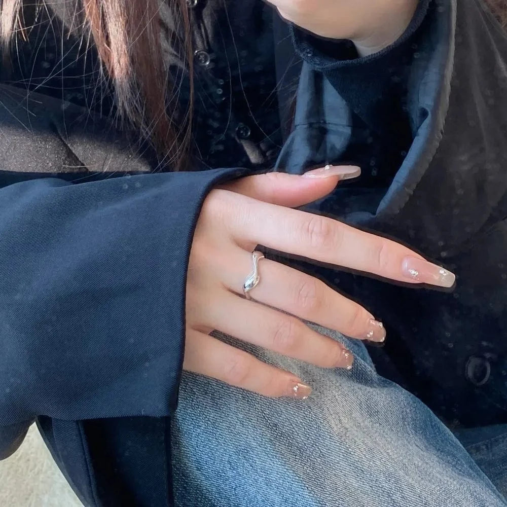 Adjustable / YC120015-S-W-NA Dylam Personalized Women S925 Silver Rhodium Plated Daily Wear Jewelry Polish Irregular Open Adjustable Rings for Women