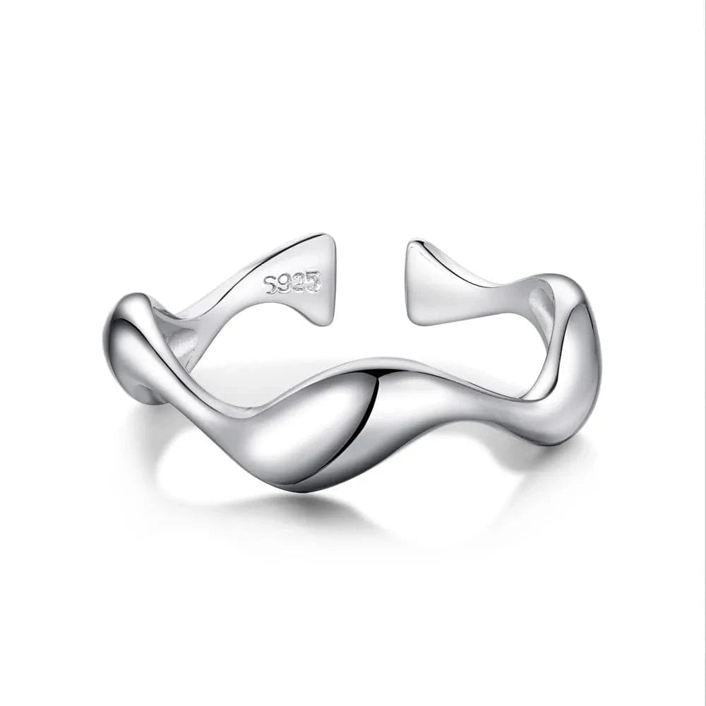 Adjustable / YC120015-S-W-NA Dylam Personalized Women S925 Silver Rhodium Plated Daily Wear Jewelry Polish Irregular Open Adjustable Rings for Women