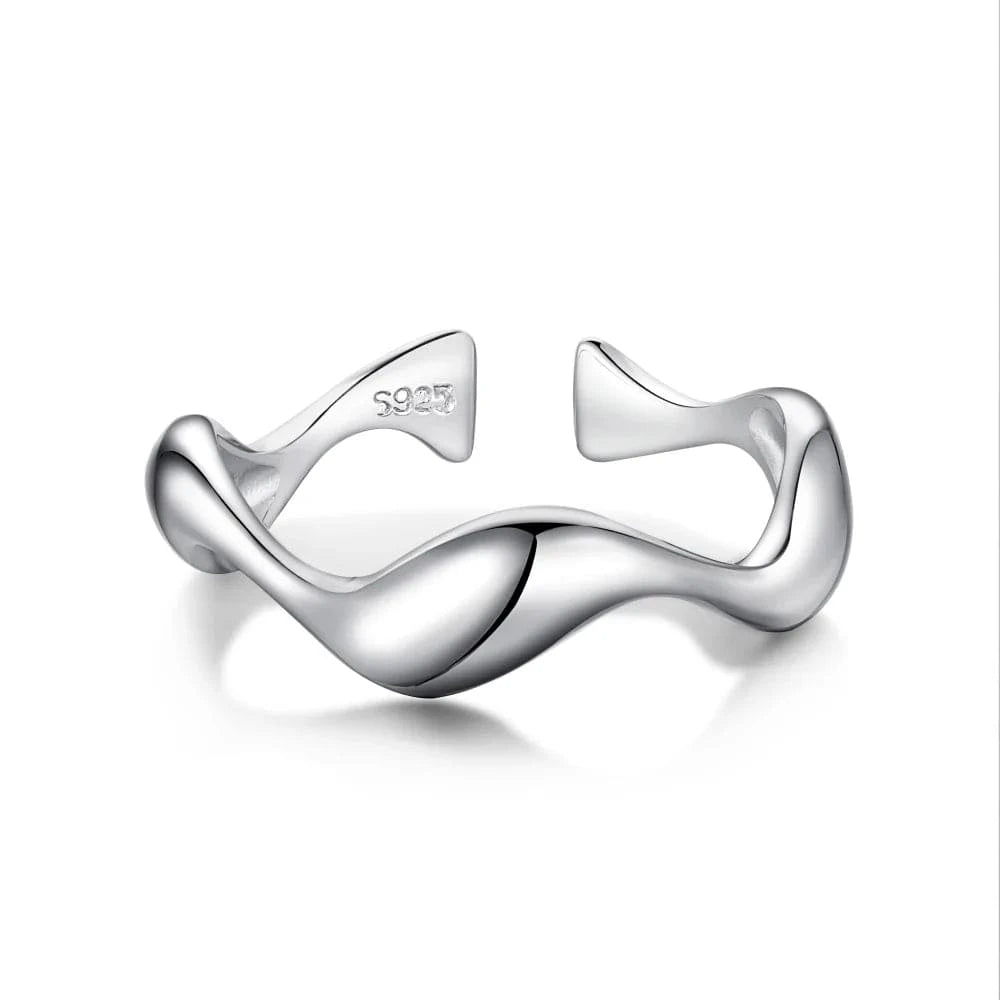 Adjustable / YC120015-S-W-NA Dylam Personalized Women S925 Silver Rhodium Plated Daily Wear Jewelry Polish Irregular Open Adjustable Rings for Women