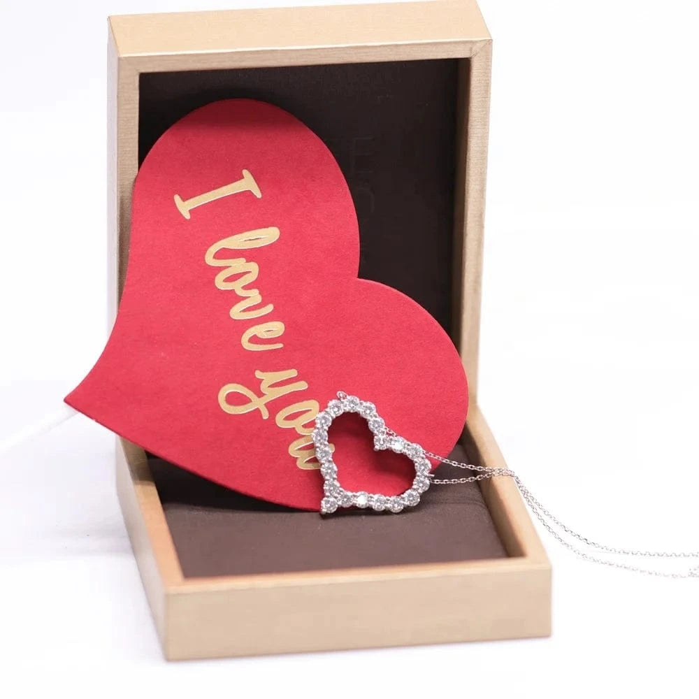 Advanced Customized Fine Jewelry 14k/18k White Gold pendant 3.5mm Moissanite Heart Engagement necklace for lady