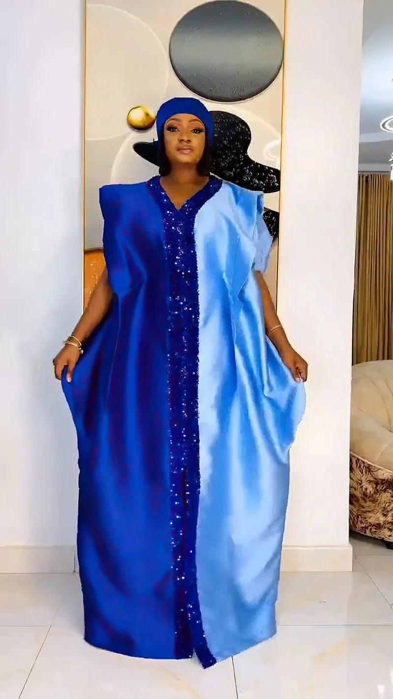 African Dresses for Women Short Sleeve Robes Casual Wear Plus Size African Fashion Bazin Dresses Outfits Robe Africa Clothing