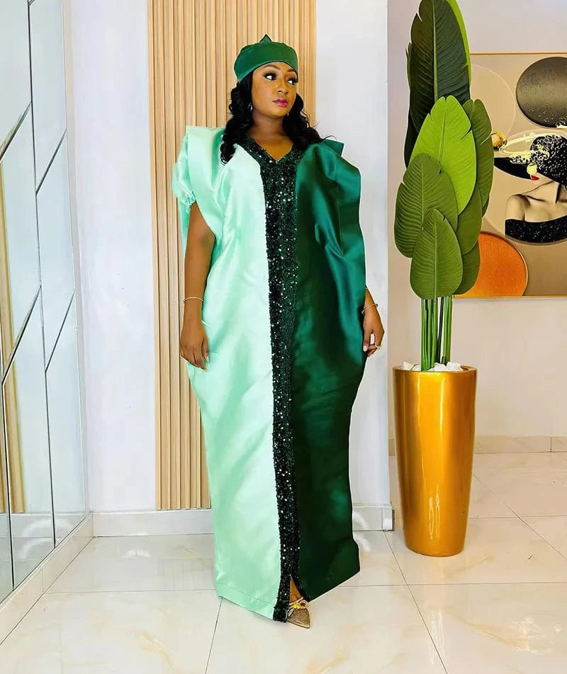 African Dresses for Women Short Sleeve Robes Casual Wear Plus Size African Fashion Bazin Dresses Outfits Robe Africa Clothing