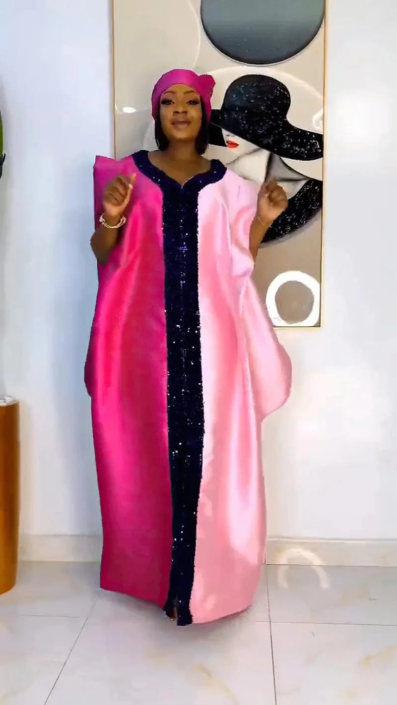 African Dresses for Women Short Sleeve Robes Casual Wear Plus Size African Fashion Bazin Dresses Outfits Robe Africa Clothing