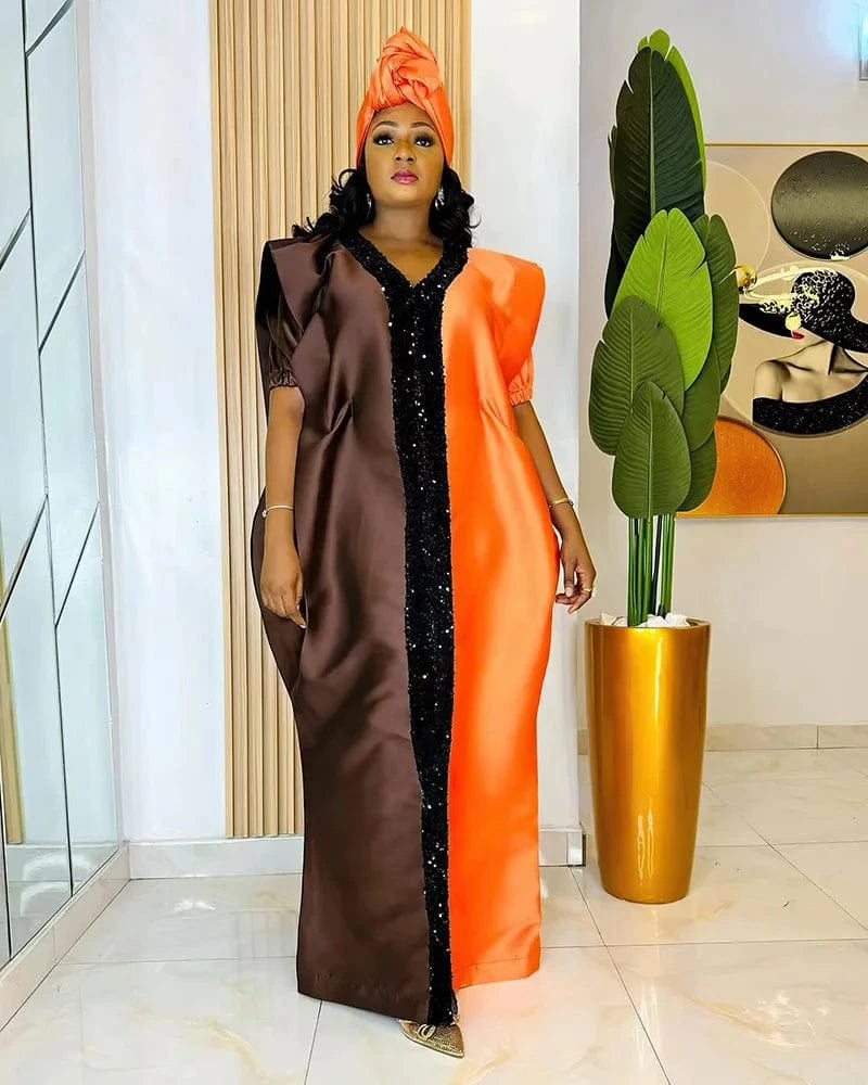 African Dresses for Women Short Sleeve Robes Casual Wear Plus Size African Fashion Bazin Dresses Outfits Robe Africa Clothing