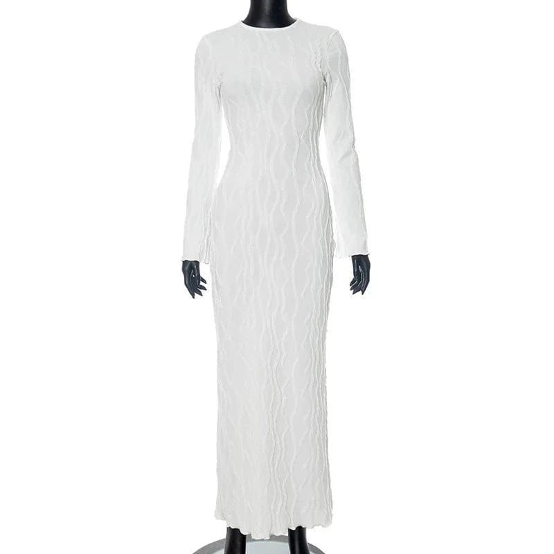african spring 2024 woman ribbed white elegant black long sleeve bodycon midi maxi dress high quality ladies clothing for women