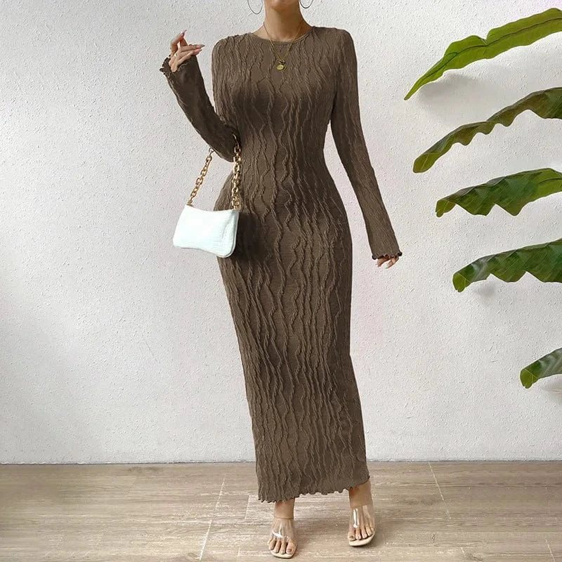 african spring 2024 woman ribbed white elegant black long sleeve bodycon midi maxi dress high quality ladies clothing for women