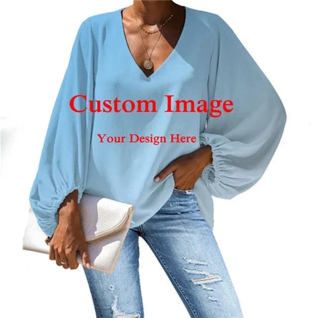 Afro Dashiki Adinkra Kente Pattern Long Sleeve V-Neck Chiffon Top