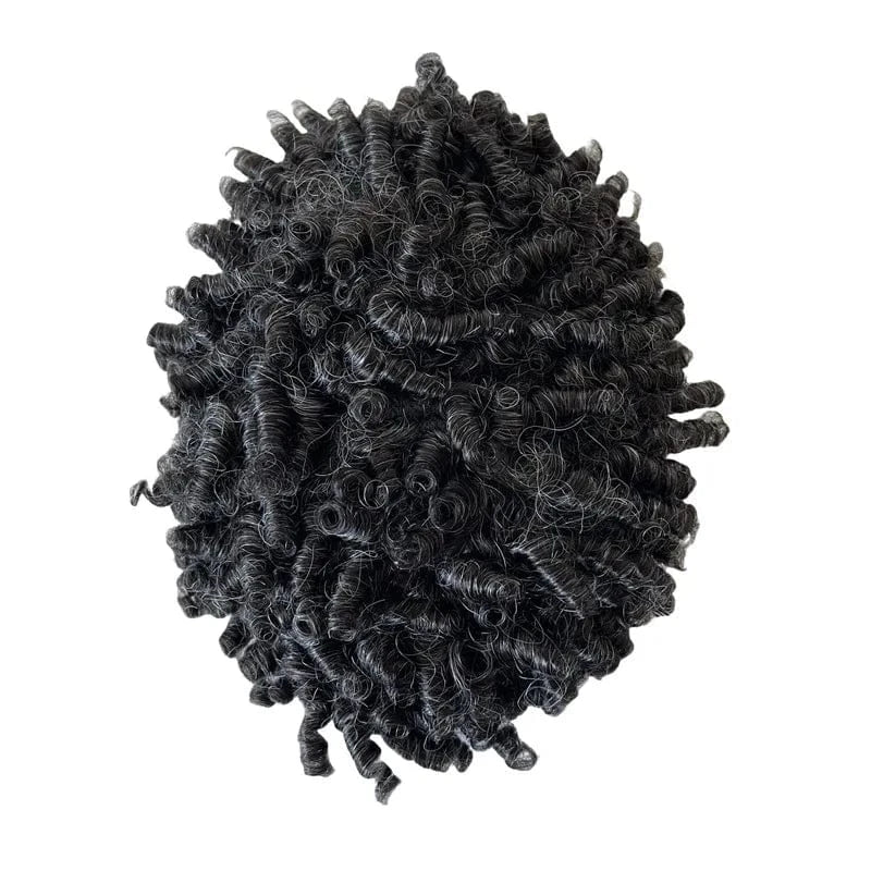 Afro Toupee 4mm-15mm Weave Hair Black Kinky Curly Male PU Skin 1B30# 8*10'' Toupee for Black Men Hair Wigs