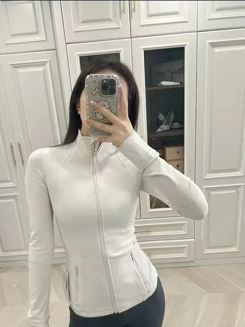 albumin / 2 2025 Women's Fitness Jacket Long Sleeve Zip Up High Elastic Yoga Running Top with Pockets for Gym Workout Athletic Wear