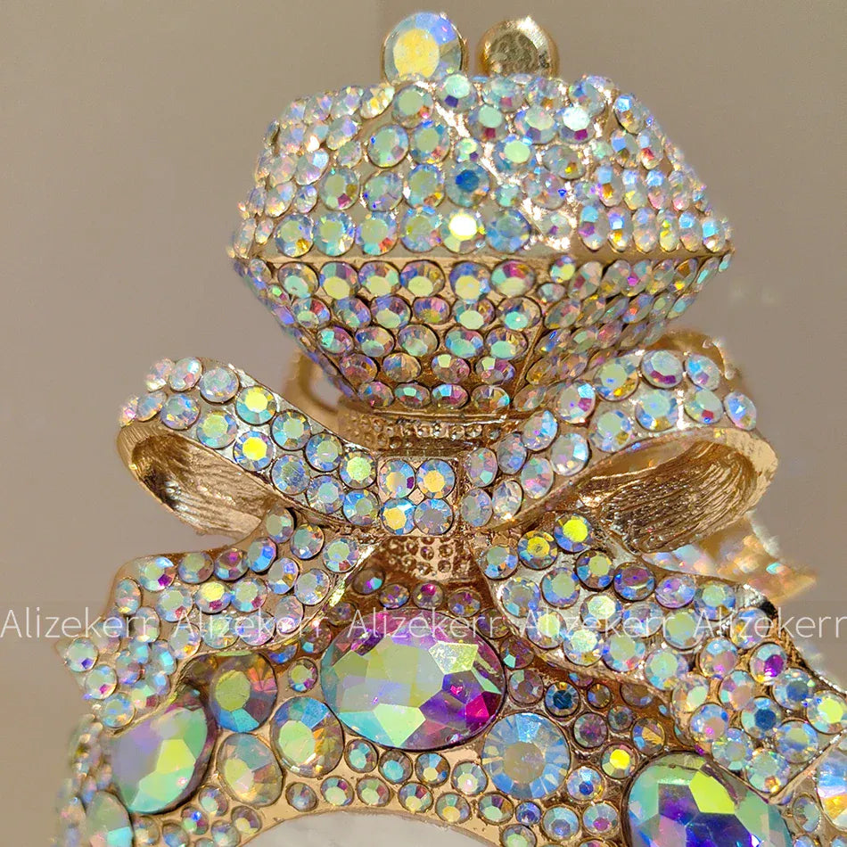 Alizekerr Perfume Bottle Crystal Evening Bags Women Gorgeous Boutique Bow Diamond Metal Clutch Purses And Handbags Wedding Party